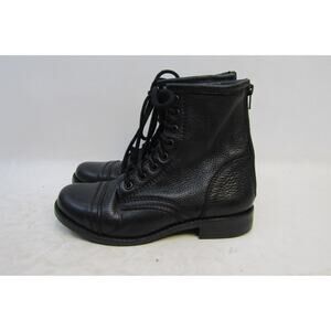 STEVE MADDEN Womens Size 6.5 M Black Leather Zip Lace Up High Ankle Boots